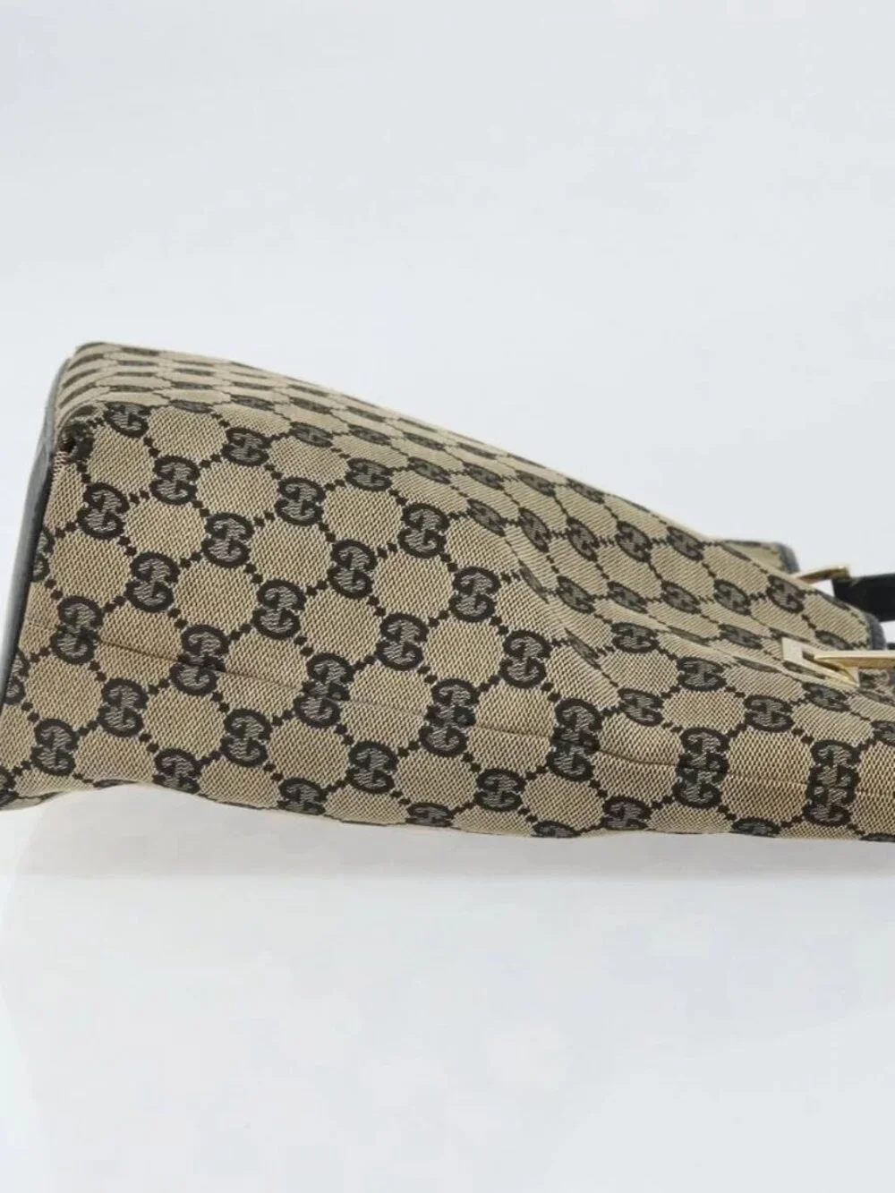 GUCCI GG Canvas Tote Bag Gold Navy 002 1099 2404 Auth ep13085